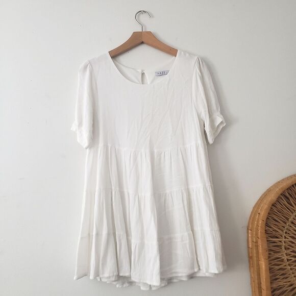 Hazel White Tiered Tunic Top S - Picture 1 of 8